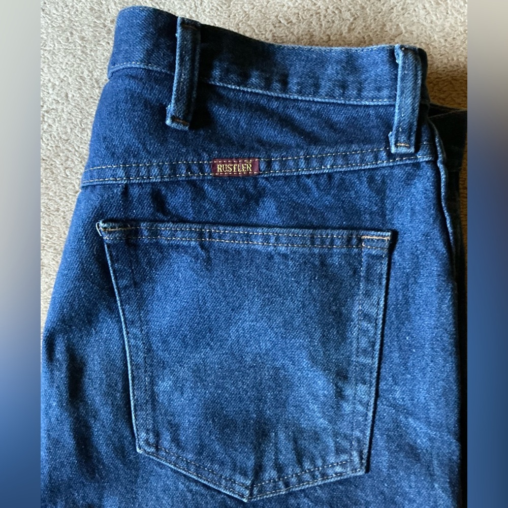 Rustler Men's Dark Blue Denim Jeans